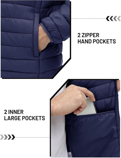TACVASEN Men's Lightweight Puffer Jacket Winter Quilted Puffy Jackets Warm Water-Resistant Windproof Insulated Coats