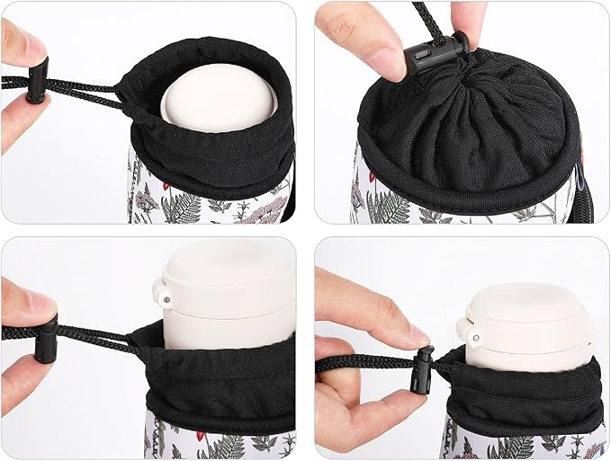 Nuovoware Water Bottle Carrier Bag,25oz/40oz/64oz Bottle Pouch Holder,Adjustable Shoulder Hand Strap 2 Pocket Sling Neoprene Sleeve Sports Accessories for Hiking Travelling Camping