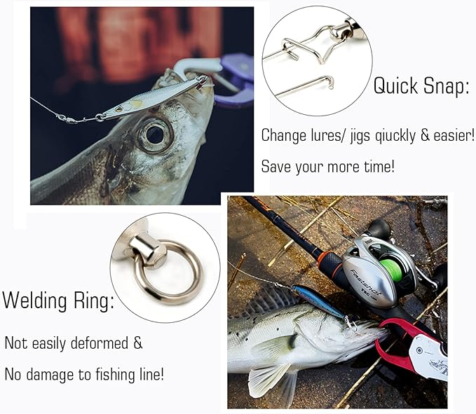 AMYSPORTS Duo Lock Snap Fishing Swivels Stainless Barrel Swivels Fishing Lure Snap Swivels Ball Bearing Swivels Fishing Tackle for Saltwater Fishing Freshwater Fishing