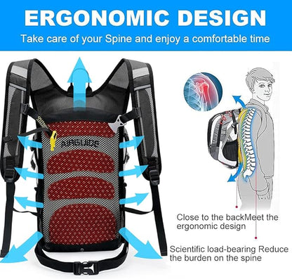 INOXTO Hydration Pack Backpack，18L Hydration Pack Lightweight Water Backpack with 2L Water Bladder Bag Daypack for Hiking Running Cycling Camping Hunting for Women Men