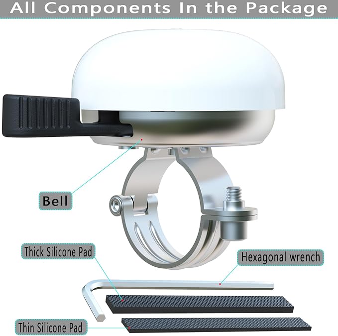 Greallthy Bike Bell Classic Bike Bells for Adults Kids, Bicycle Bell for Handlebars Adult, Loud Sound Beach Cruiser Mountain Bike Bell Accessories.