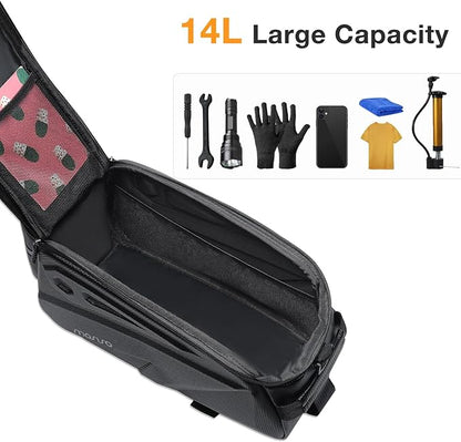 MOSISO Bike Rack Bag, Waterproof Bike Rear Rack Handbag Bicycle Trunk Bag, 14L EVA Mountain Bicycle Rear Seat Storage Saddle Pouch Cycling Luggage Pouch with Shoulder Strap, Red