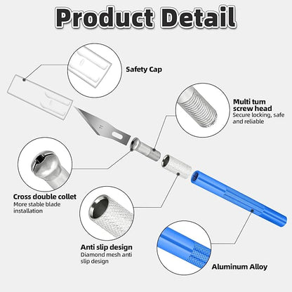 55 Pack Exacto Knife, Hobby Knife Set with 5 Craft Knives and 50 Precision Knife Blades(#11) for Art,Scrapbooking,Carving, DIY, Cutting, Stenciling by EGYPAMID
