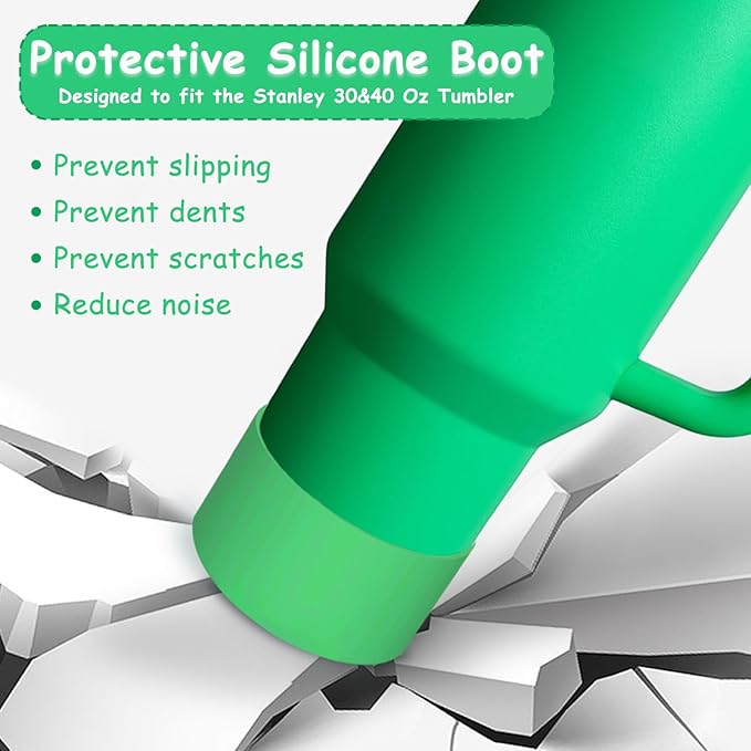 Stanley Cup Accessories Set,Including 2 Pcs 0.4in Straw Cover, 1 Silicone Spill-Proof Stopper Set of 3, 1 Cute Flower Handle Charm, 1 Silicone Boot Fits Stanley 40&30 Oz Tumbler (Meadow)