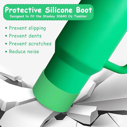 Stanley Cup Accessories Set,Including 2 Pcs 0.4in Straw Cover, 1 Silicone Spill-Proof Stopper Set of 3, 1 Cute Flower Handle Charm, 1 Silicone Boot Fits Stanley 40&30 Oz Tumbler (Meadow)