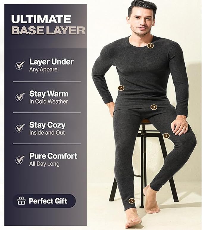 Heated Thermal Underwear for Men Women USB 42 Zone Intelligent Heated Thermals top and Heated Pants Set & XS-4XL