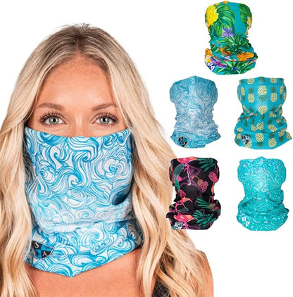 S A Company 5-Pack UV Face Shield | UV 30+ Multipurpose Neck Gaiter Balaclava for Adults