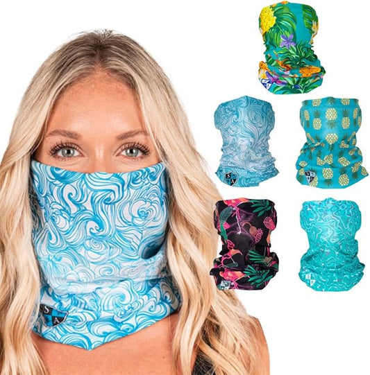 S A Company 5-Pack UV Face Shield | UV 30+ Multipurpose Neck Gaiter Balaclava for Adults