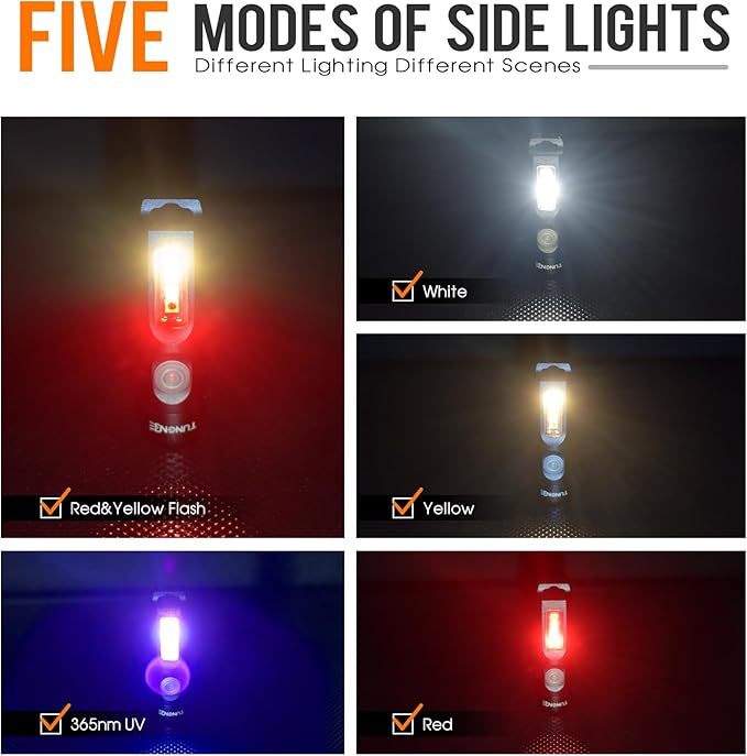 S15Pro 7075 Aluminum Keychain Flashlight Rechargeable, 750 Lumen EDC Pocket Flashlight Magnet, Mini Flashlight with Side Light 5 Modes+365nmUV for Detection Banknotes, Camping, Emergencie