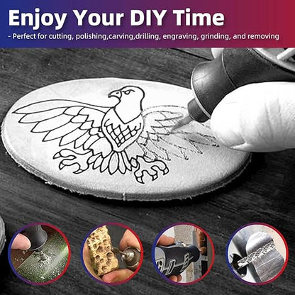 Carbide Burr Set 1/8" Inch Shank（3mm）Diameter，20PC Tungsten Double Cut Rotary Die Grinder Bits- Cutting Burrs for Aluminum Metal Wood Carving, Engraving,Polishing,Drilling