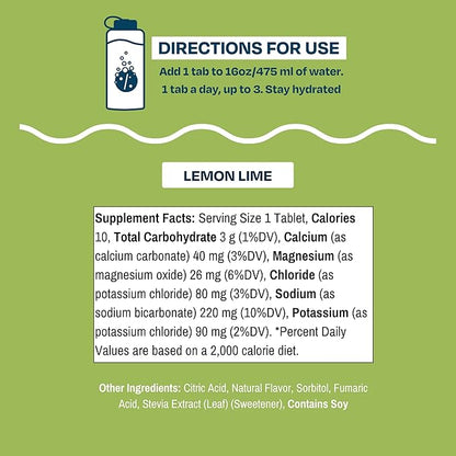 Drinklits Lemon Lime Electrolyte Tablets for Hydration | Great Taste - 0g Sugar - Essential Electrolytes - Daily Use | Single Tube (10 Tablets/Servings)