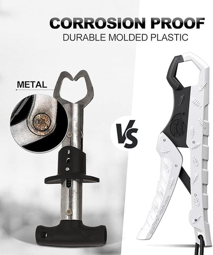 SNAIL TRAIL 7.5''/9'' Floating Fish Gripper, Fishing Grabber, Catfish Mouth Pliers, Caught Bass Holder, Digital Scale Hook Clamp, Saltwater Lip Grip Tool with Lanyard, Gifts for Men