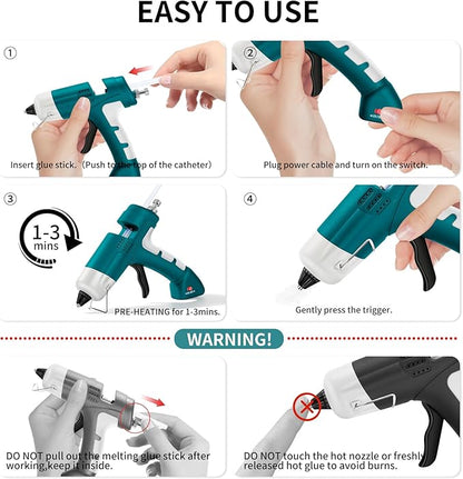 Cordless Hot Glue Gun,20W Hot Glue Gun with 30 Glue Sticks & 2600mAh Type-C Rechargeable,90S Fast Heating Cordless Mini Glue Gun for Crafts,School DIY,Arts,Home Repair