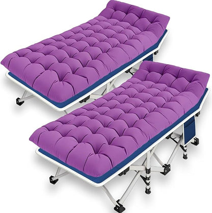 2 Pack Camping Cot with Comfortable Mattress 2 Person Cots for Sleeping Sleeping Cot Folding Cot with Carry Bag Camping Bed Heavy Duty for Home Outdoor Travel