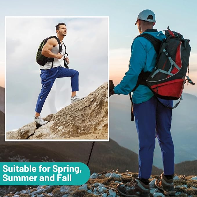 Men's Hiking Pants Quick-Dry Lightweight Sweatpants Outdoor Fishing Pants Water Resistant with Zipper Pockets