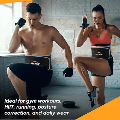 APEXUP Sweat Waist Trainer for Women and Men, Neoprene Waist Trimmer Belt Slimming Sweat Band with Removable Lumbar Support