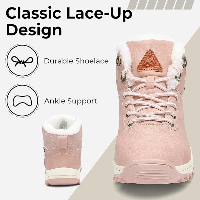 Mishansha Men's Waterproof Snow Boots, Insulated Warm Lined Winter Boot for Cold Weather, Non-Slip Outdoor Trekking Hiking Shoes Size 4-13.5