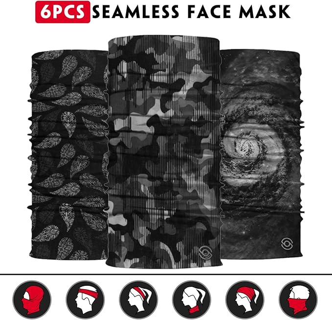 Neck Gaiter for Men Women Headwear Bandana Head Wrap Face Scarf Mask Cover Warmer Balaclava-Seamless & Versatile