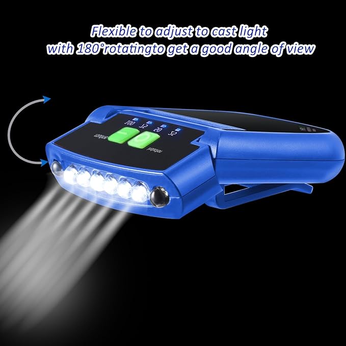 Mudder LED Clip on Cap Lights USB Rechargeable Cap Flashlight Clip Waterproof Ultra Bright Hat Flashlight Headlamp for Fishing Camping Hand Work