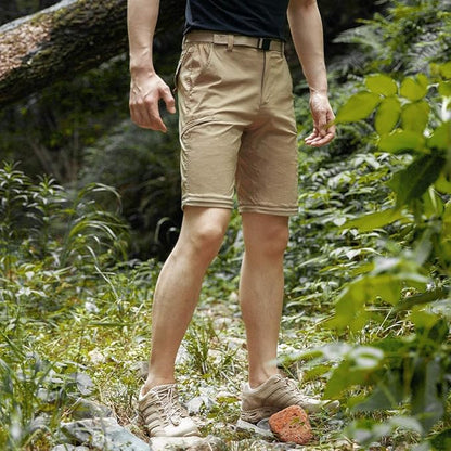 FREE SOLDIER Men's Outdoor Convertible Hiking Pants with Belt Lightweight Quick Dry Tactical Cargo Pants Nylon Spandex