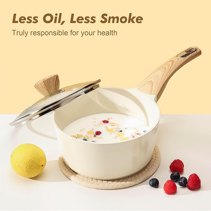 SENSARTE Ceramic Cookware Set, Pots and Pans Set Non stick, 14-Piece Induction Cookware, Non toxic Healthy Non Stick Kitchen Cooking Set, with Frying Pans Set, PFAS PTFE PFOA PFOS Free