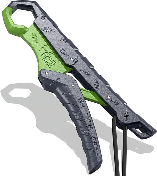 SNAIL TRAIL 7.5''/9'' Floating Fish Gripper, Fishing Grabber, Catfish Mouth Pliers, Caught Bass Holder, Digital Scale Hook Clamp, Saltwater Lip Grip Tool with Lanyard, Gifts for Men