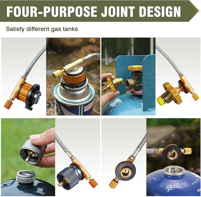 Bestfire Propane Burner, 72,000 BTU Single Burner Gas Stove for Outdoor Cooking, Windproof Camping Stove with Piezo Ignition, Extended Hose & 3 Adapters, Portable with Carrying Bag