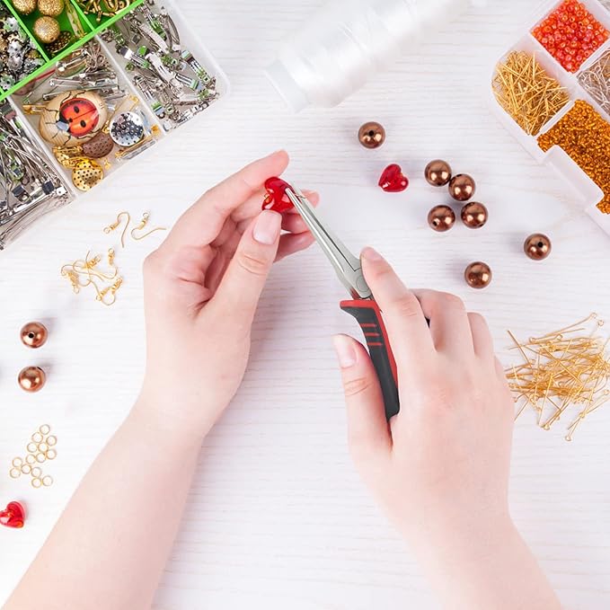 Jewelry Pliers Sets Jewelers Making Tools Kit, Professional 8 piece Mini Wire Plier with Wood Holder for Beading, Crafting, Crimping, Cutting, Repair, Wrapping, Complete Quality for Adults Starter