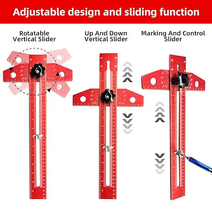 Greywolf Carpenter's Ruler, 18-inch Aluminum Sliding T-Square, Adjustable Angle, with Imperial and Metric Graduations, Multi-Purpose Carpenter's Ruler for Measuring Angles, Positions, and Lines