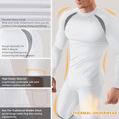 Muezna Men's Thermal Top and Bottom Set Underwear Long Johns Base Layer with Soft Fleece Lined