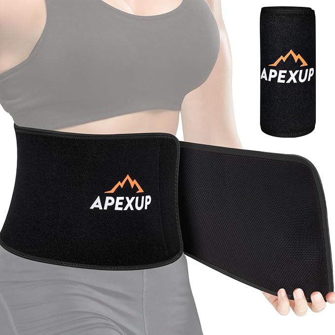 APEXUP Sweat Waist Trainer for Women and Men, Neoprene Waist Trimmer Belt Slimming Sweat Band with Removable Lumbar Support