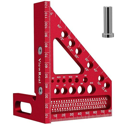 Metric Versatile Carpenter Square Scribing Ruler, 3D Multi-Angle Measuring Tool with Angle Pin Aluminum Alloy 22.5-90 Degree, CM Scale for Woodworking, Engineering, Construction