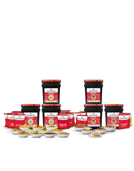 ReadyWise Emergency Food Supply - 720 Servings, 6 Buckets, Freeze Dried & Dehydrated Package of Long Term Meals, Survival Kit for Camping, Prepper Food Storage Supplies, up to 25 Year Shelf Life