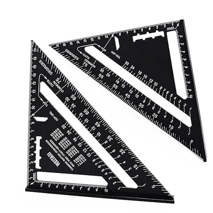 7 inch Rafter Square Triangle Ruler Angle Ruler Aluminum Alloy Double Scale Carpenter Triangle Square Rafter Tool Mensurement Tool for Woodworking and Carpentry