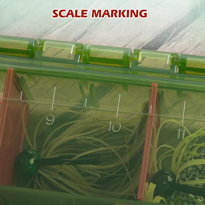 Goture Fishing Tackle Box Organizer - Transparent Fishing Organizer Box w/Measurement Ruler, Adjustable Dividers, Dual Latches | 2 Pcs 3700 Tackle Tray| Ergonomic Grip