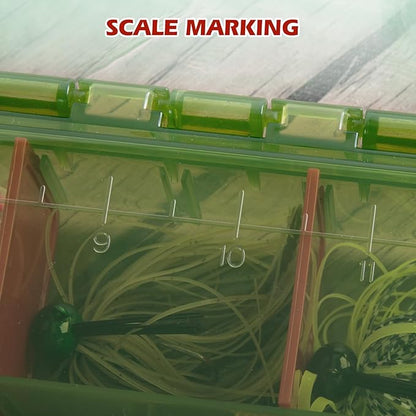 Goture Fishing Tackle Box Organizer - Transparent Fishing Organizer Box w/Measurement Ruler, Adjustable Dividers, Dual Latches | 4 Pcs 3600 Tackle Tray| Ergonomic Grip