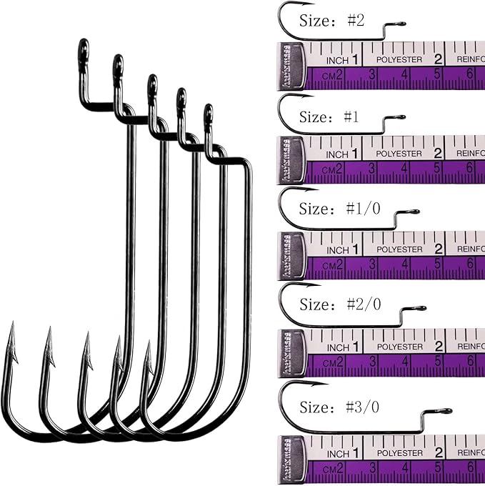THKFISH 50pcs/100pcs/box Offset Worm Hook Fishing Hook Set Dropshot Hook Set Rubber Fish Jigs Fishing Kit # 2# 1 1/0 2/0 3/0