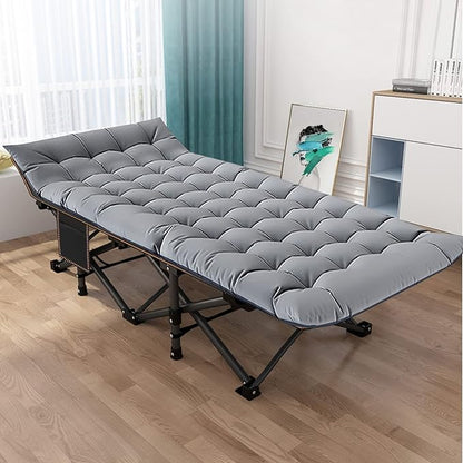 LILYPELLE Folding Camping Cot, Extra Wide Heavy Duty Sleeping Cots with Carry Bag, Double Layer Oxford Portable Travel Camp Cots for Home, Office Nap and Outdoor Beach