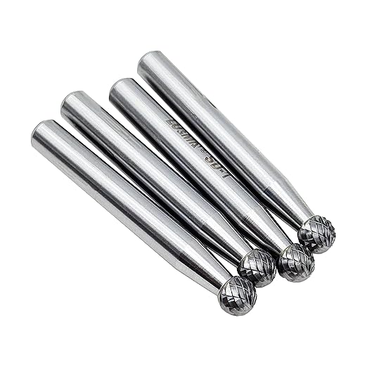 SD-1 Tungsten Carbide Burr Ball Shape Double Cut Rotary Burrs File, Used for metalwork, Tool Making, Engineering, Grinding, 4pcs by LU&MN