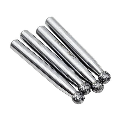 SD-1 Tungsten Carbide Burr Ball Shape Double Cut Rotary Burrs File, Used for metalwork, Tool Making, Engineering, Grinding, 4pcs by LU&MN