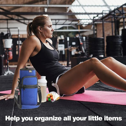 Nuovoware Water Bottle Carrier Bag,25oz/40oz/64oz Bottle Pouch Holder,Adjustable Shoulder Hand Strap 2 Pocket Sling Neoprene Sleeve Sports Accessories for Hiking Travelling Camping