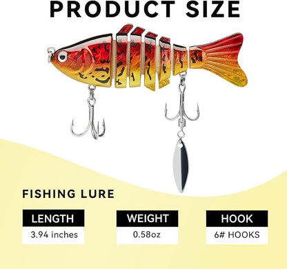 Fishing Lures with Spinner Baits Blades for Topwater, Swimbait for Trout and Bass Slow Sinking, 5pcs Fishing Hard Baits