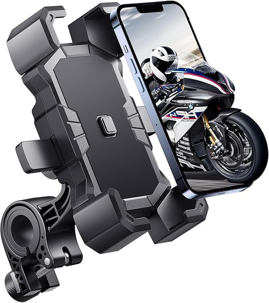 Delobon Bike Phone Holder Handlebar,Motorcycle Phone Mount,ATV Cell Phone Clamp,Scooter Phone Clip for iPhone 15 Pro Max14 13 12plus, Samsung S24Ultra S23 and More 4.7" to 7.0" inch Phone