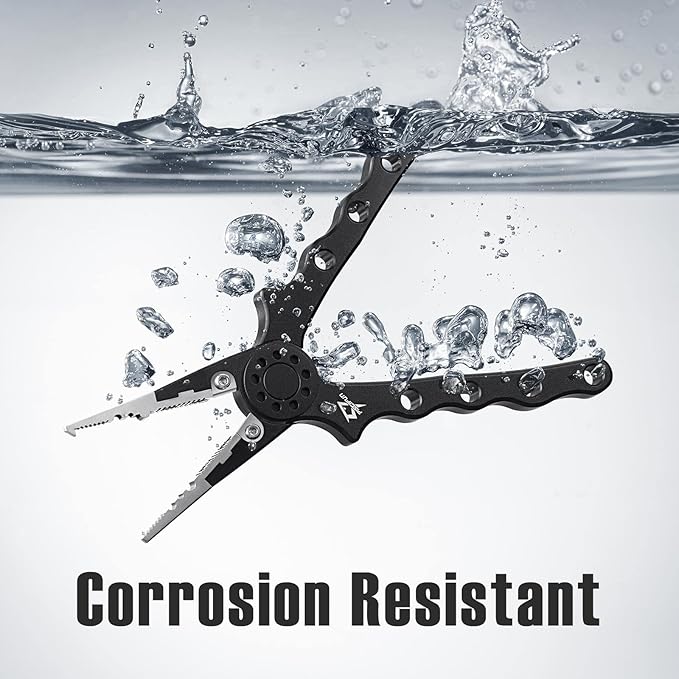 Piscifun Fishing Pliers, Saltwater Fishing Pliers with Split Ring, Fish Hook Remover, Corrosion Resistance Fly Fishing Pliers with Braid Cutters, Sheath and Lanyard, Fishing Gear Gifts for Men