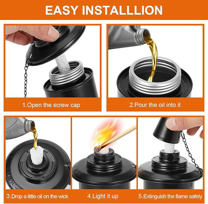 Torch Replacement Canisters 16oz, Outdoor Refillable Canister with Wicks and Caps, Bamboo Citronella Torch Cans for Patio, Garden