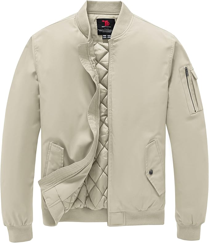 TBMPOY Men's Fall Jacket Winter Windbreaker Bomber Zip Up Padded Softshell Warm Windproof Casual Coat