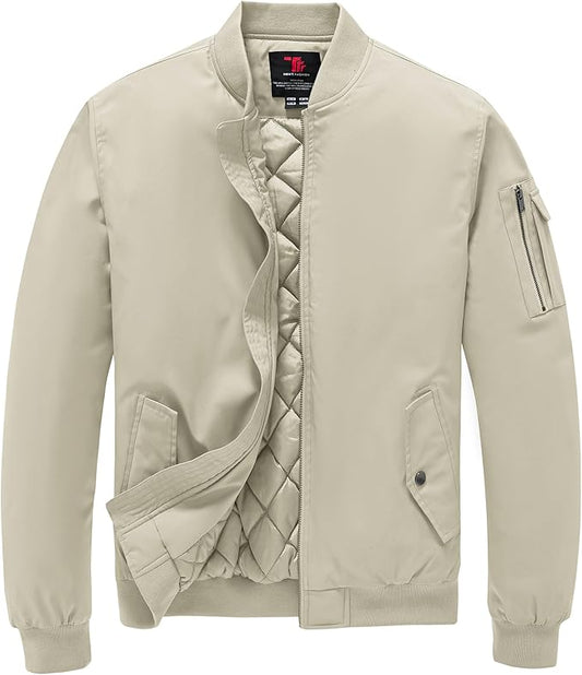 TBMPOY Men's Fall Jacket Winter Windbreaker Bomber Zip Up Padded Softshell Warm Windproof Casual Coat