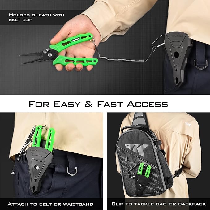 KastKing Cutthroat 7 inch Fishing Split Ring Pliers, 420 Stainless Steel Fishing Tools, Saltwater Resistant Fishing Gear, Tungsten Carbide Cutters