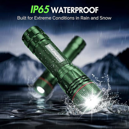 WdtPro Rechargeable Flashlights High Lumens, 1 Pack 10H Long Lasting Super Bright EDC Flashlights, LED Mini Tactical Flash Lights for Camping Emergency, Drop & Water Resistant Green(Battery Included)