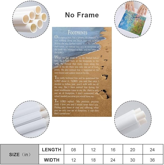 AYLIDEGHSF Footprints In The Sand Wall Art Footprints In The Sand Poster Foot Prints Poem Gifts Wall Decor Aesthetic Unframe-style 12x18inch(30x45cm)
